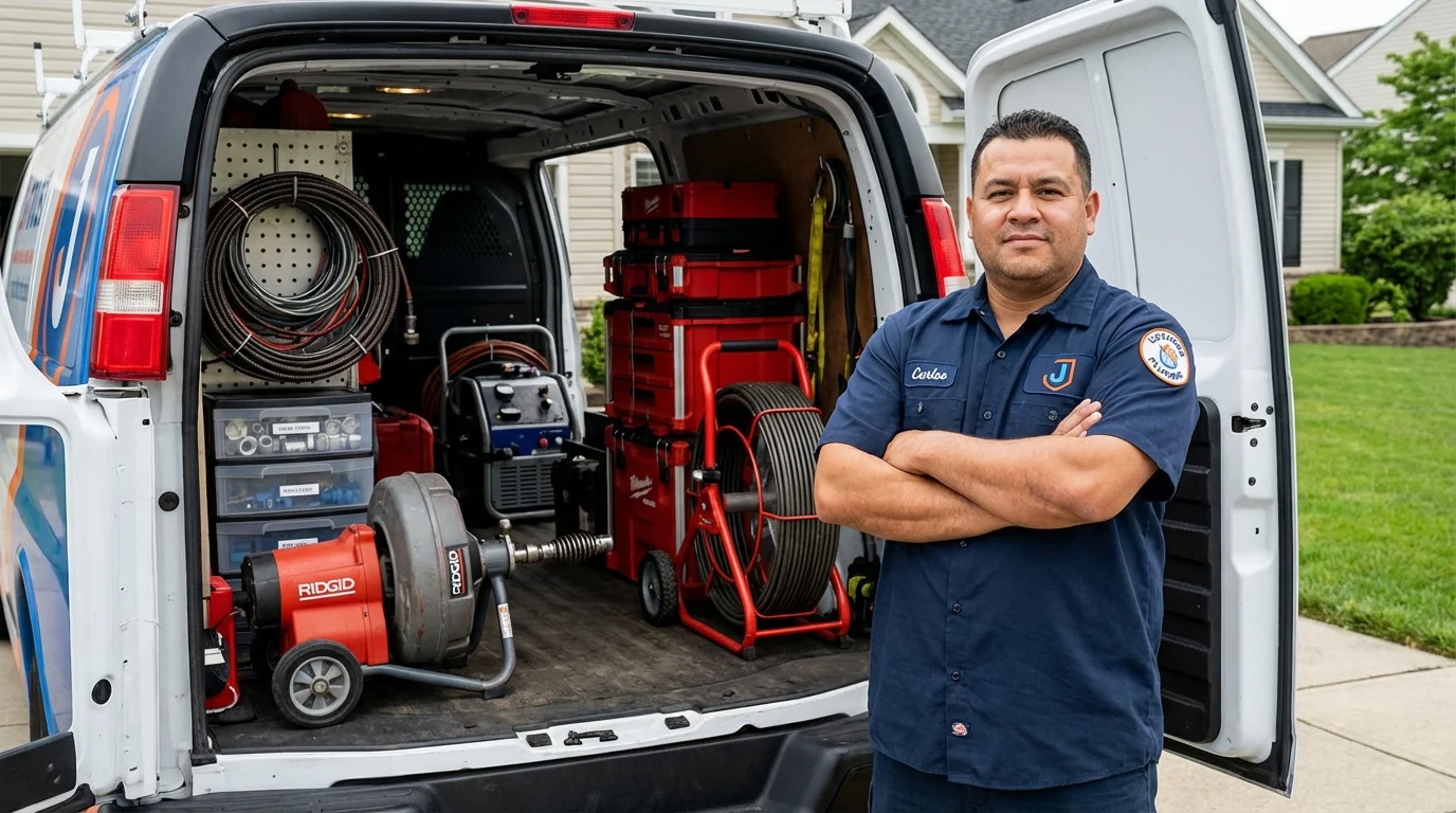 Professional drain cleaning equipment and Johns Plumbing LLC plumber in Glenview