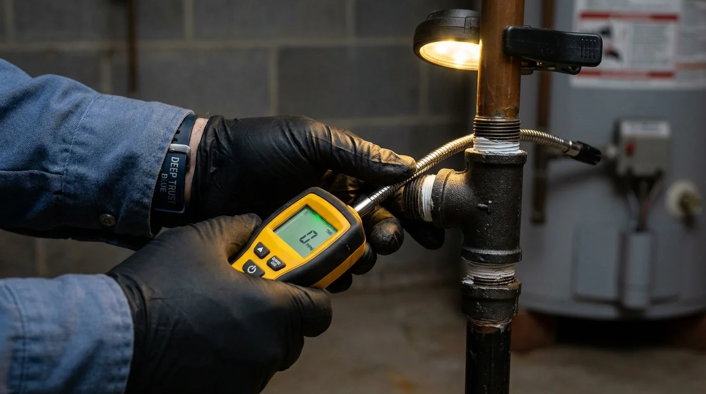 Gas leak detection with electronic sniffer by Johns Plumbing LLC in Glenview